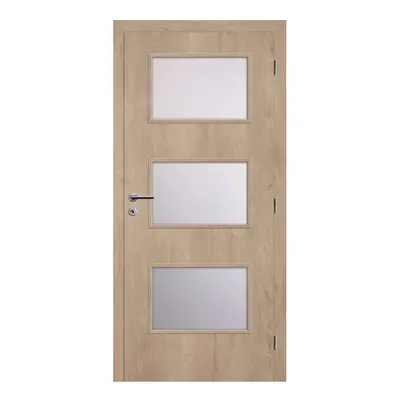 Solodoor Interiérové dveře Etta 6, 60 P, 650 × 1985 mm, fólie, pravé, dub Western, prosklené