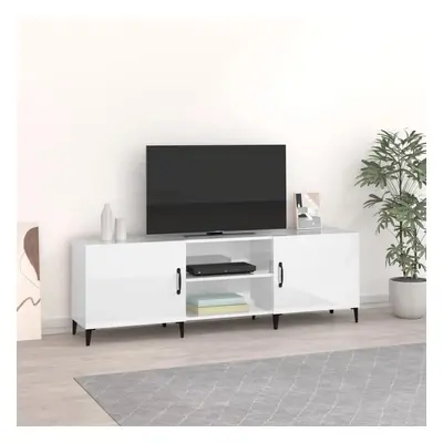 TV skříňka bílá s vysokým leskem 150x30x50 cm kompozitní dřevo