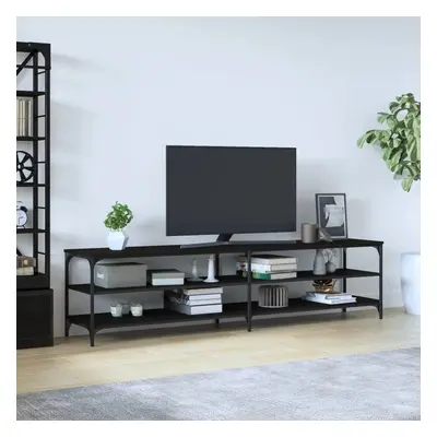 TV skříňka černá 200 x 30 x 50 cm kompozitní dřevo a kov