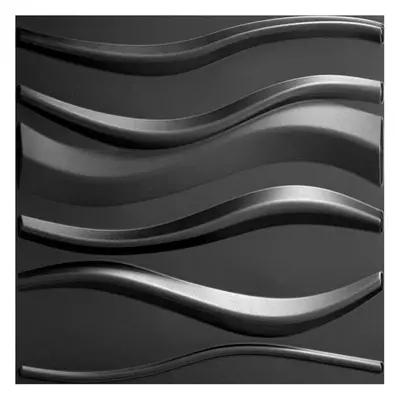 Obkladové panely 3D PVC WAVE černý D143B, cena za kus, rozměr 500 x 500 mm, , IMPOL TRADE