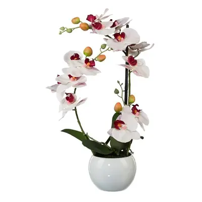 Umělá Orchidej v keramickém květináči bílá, 42 cm 1118033-10