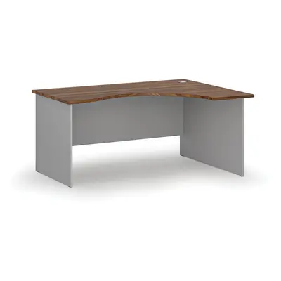 Ergonomický kancelářský pracovní stůl PRIMO GRAY, 1600 x 1200 mm, pravý, šedá/ořech