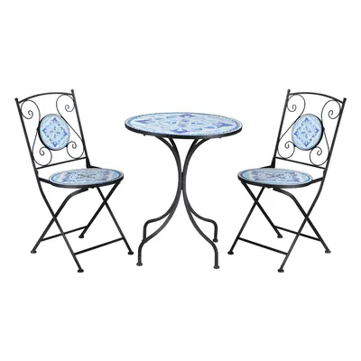 Outsunny zahradní sedací souprava bistro set pro 2 osoby Ø 61 cm s 1 stolem a 2 skládacími ocelo