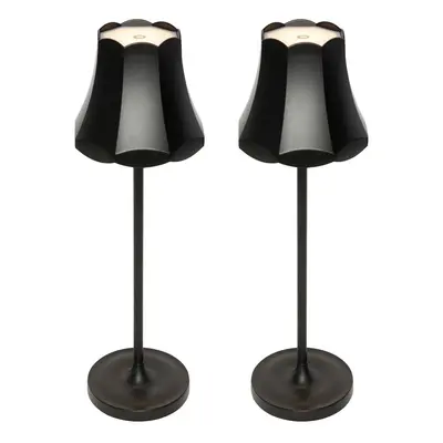 Sada 2 retro stolních lamp černých dobíjecích IP44 - Granny