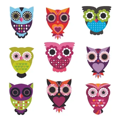 Samolepicí dekorace Owls, 30 x 30 cm