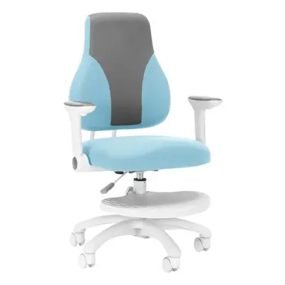 Dětská rostoucí židle Neoseat KINDER WHITE — látka, šedá / světle modrá