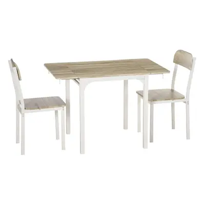 HOMCOM 3 TLG jídelní set se 2 židlemi a 1 stolem skládací deska 120 x 60 x 75 cm ocel MDF přírod