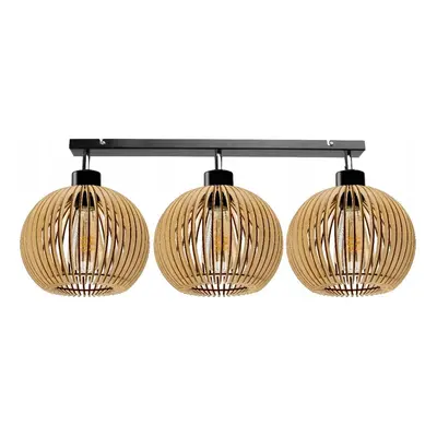 BERGE Stropní LED svítidlo LOFT 3xE27 - WOOD - černé