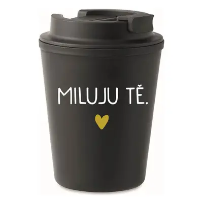 MILUJU TĚ. - černý termohrnek 300 ml