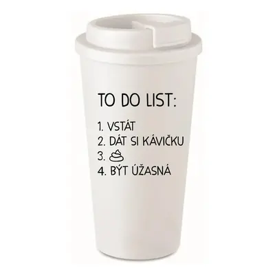 TO DO LIST: BÝT ÚŽASNÁ - bílý termohrnek 475 ml