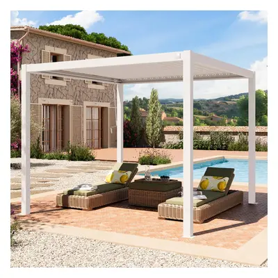 PRIMEYARD Pergola Premium 3x3 m, lamelová střecha, bílá - (400105)