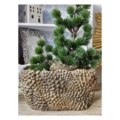 Hnědý antik cementový oválný obal ve tvaru šišek Pinecone - 25*15*13cm