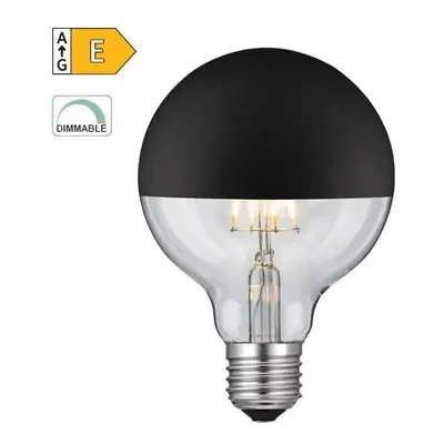 Diolamp LED Filament zrcadlová žárovka 8W/230V/E27/2700K/900Lm/180°/DIM, černý vrchlík