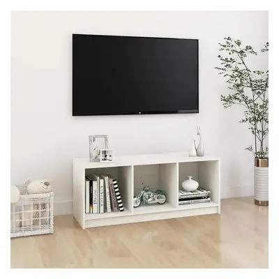 TV stolek bílý 104 x 33 x 41 cm masivní borové dřevo