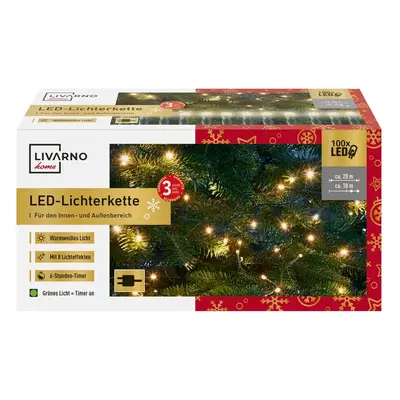 LIVARNO home světelný LED řetěz, 100 LED (teplý bílý)