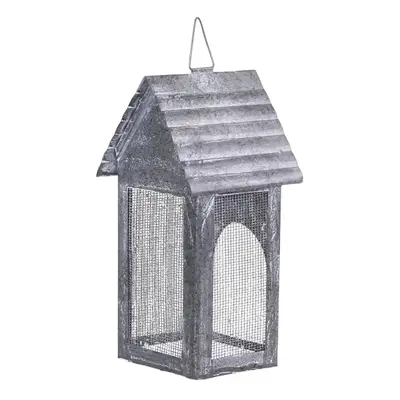 Šedá plechová antik lucerna domeček Candle house - 11*10*23 cm