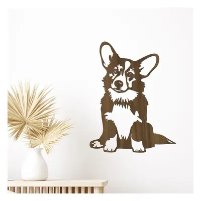 dřevo života Dřevěná dekorace psa Corgi Rozměry (cm): 30x40, Zvolte barvu dekoru: Ořech