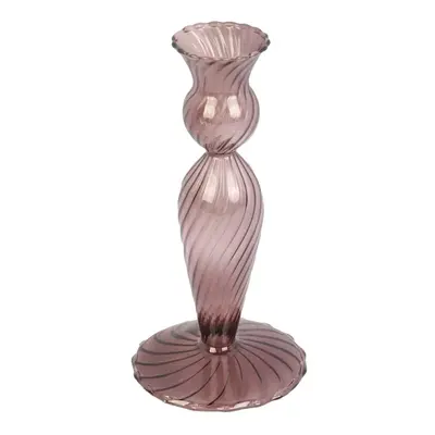 Hnědý skleněný svícen PT LIVING Swirl, výška 17 cm