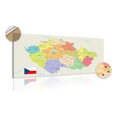 Obraz na korku stylová mapa Česka s vlajkou