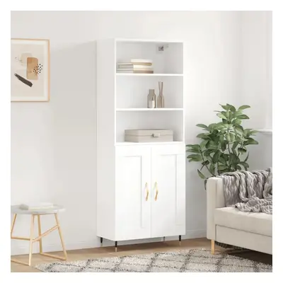 Skříň highboard bílá 69,5 x 34 x 180 cm kompozitní dřevo