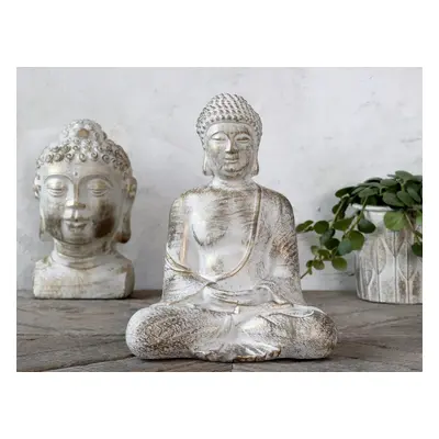 Bílo - zlatá antik dekorace socha Buddha Vittel - 23*17*28cm