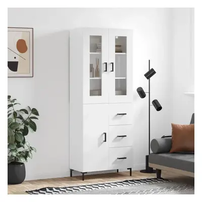 Skříň highboard lesklá bílá 69,5 x 34 x 180 cm kompozitní dřevo