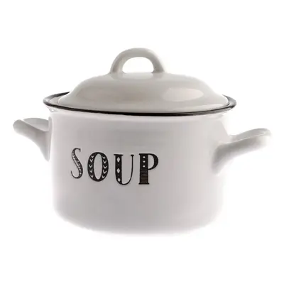 Bílý keramický hrnec s pokličkou 700 ml Soup – Dakls