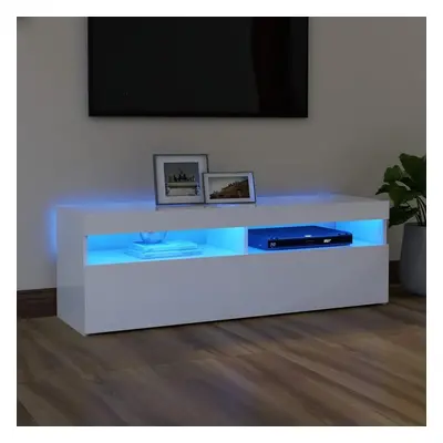 TV skříňka s LED osvětlením bílá 120 x 35 x 40 cm