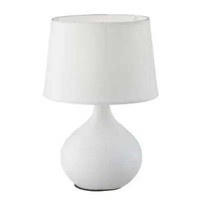 Bílá stolní lampa z keramiky a tkaniny Trio Martin, výška 29 cm