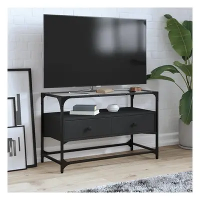 TV skříňka se skleněnou deskou černá 80 x 35 x 51 cm kompozit