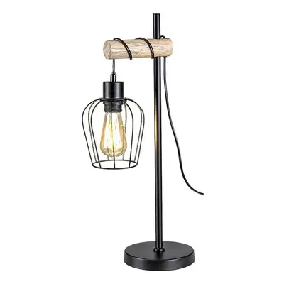 Rabalux Stolní lampa FABIANO 1x40W | E27 - černá, světlé dřevo