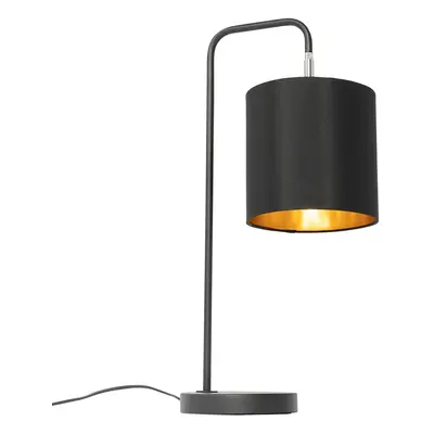 Moderní stolní lampa černá se zlatým interiérem - Lofty