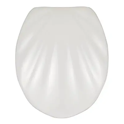 Bílé WC sedátko se snadným zavíráním Wenko Premium Sea Shell, 45,5 x 38 cm