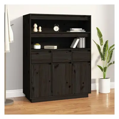 Skříň highboard černá 89x40x116,5 cm masivní borové dřevo