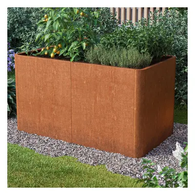 PRIMEYARD Vyvýšený záhon 146 x 80 x 60 cm, ocel Corten, rezavý vzhled, vč. děrovaného dann - (GF