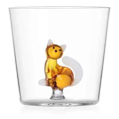 Ichendorf Milano designové sklenice na vodu Tabby Cat Tumbler Amber Cat with White Tail