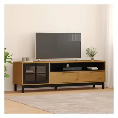 TV skříňka s prosklenými dvířky FLAM 158x40x50 cm borové dřevo