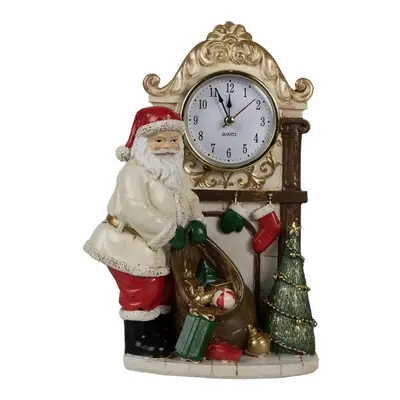 Stolní hodiny s vánoční dekorací Santa Clause - 15*7*22 cm