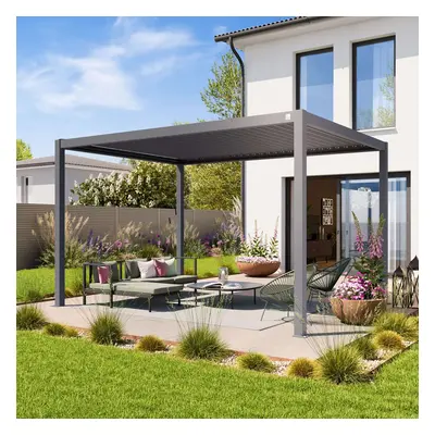 PRIMEYARD Pergola Premium 3x4 m, lamelová střecha, perlově šedá - (400107)