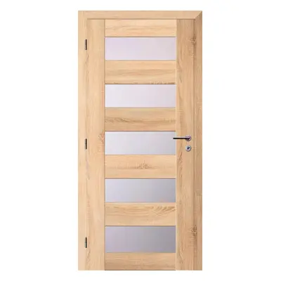 Solodoor Interiérové dveře rámové, 80 L, 850 × 1985 mm, fólie, levé, dub Mystic, prosklené