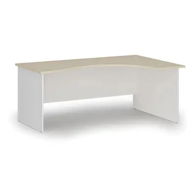 Ergonomický kancelářský pracovní stůl PRIMO WHITE, 1800 x 1200 mm, pravý, bílá/bříza