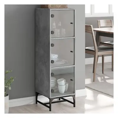 Highboard se skleněnými dvířky betonově šedý 35 x 37 x 120 cm