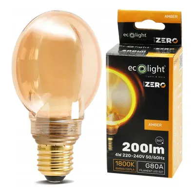 ECO LIGHT Dekorativní LED žárovka E27 4W 200lm G80 Amber Retro - řada ZERO