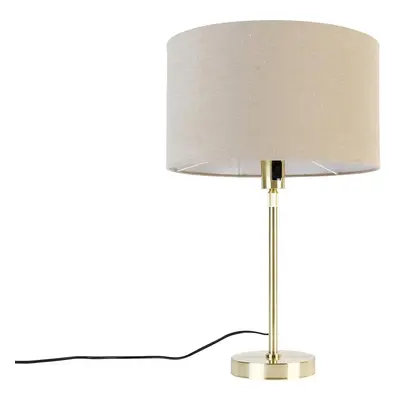 Stolní lampa zlatá nastavitelná se stínidlem světle hnědá 35 cm - Parte