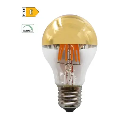 Diolamp LED Filament zrcadlová žárovka A60 8W/230V/E27/2700K/900Lm/180°/DIM, zlatý vrchlík