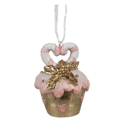 Růžovo-zlatá vánoční ozdoba Cupcake - Ø 5 * 6 cm