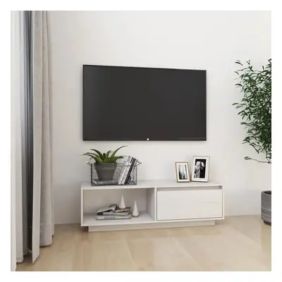 TV stolek bílý 110 x 30 x 33,5 cm masivní borové dřevo