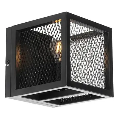 Průmyslová nástěnná lampa černá - Cage Mesh