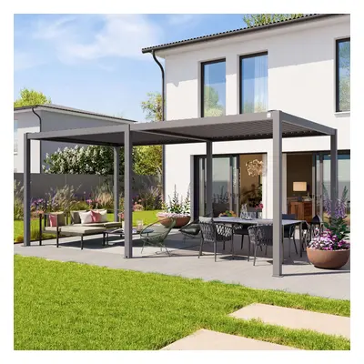 PRIMEYARD Pergola Premium 3x6 m, lamelová střecha, perlově šedá - (400110)