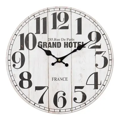 Bílé vintage nástěnné hodiny Grand Hotel – Ø 34*4 cm / 1*AA